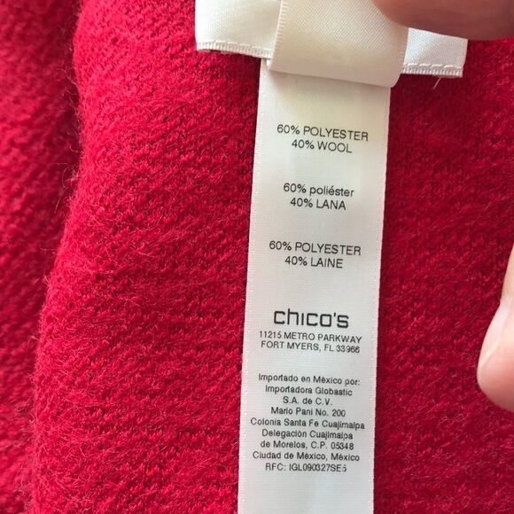 Chico’s Wool Blend Knit Button Down Jacket Red L - Picture 11 of 14